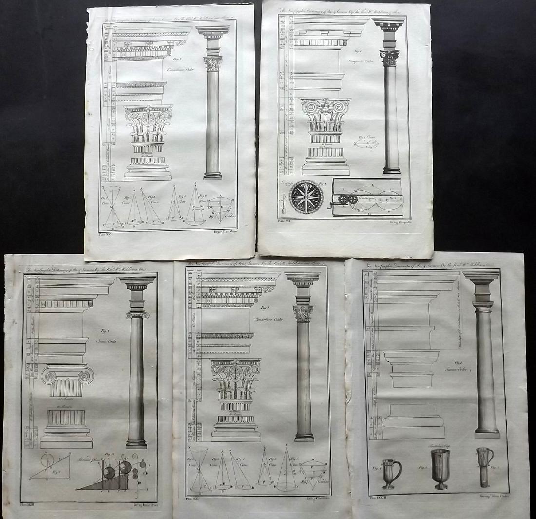 Middleton, Erasmus 1778 Lot of 5 Architecture Columns (1 of 2)