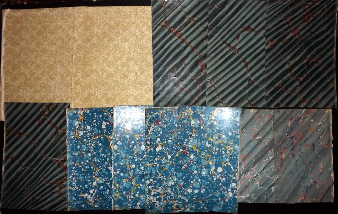 Marble End Papers, Bookbinding 19th Cent Lot of 12 (1 of 2)
