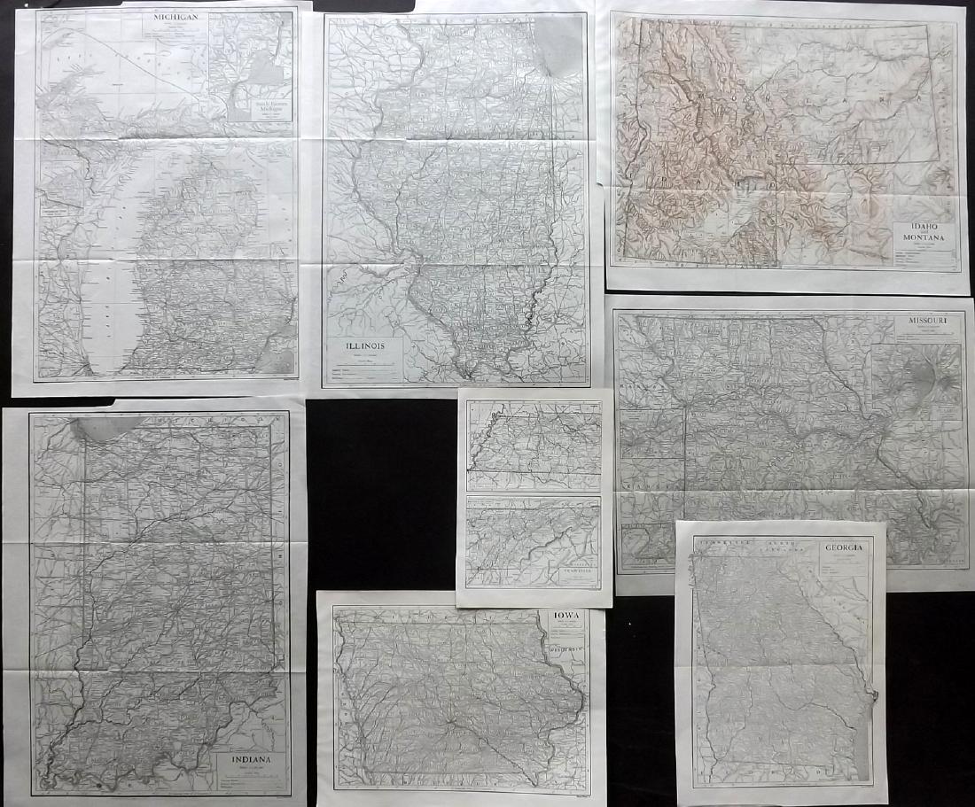 USA 1911 Lot of 8 State Maps. Encyclopaedia Britannica (1 of 2)