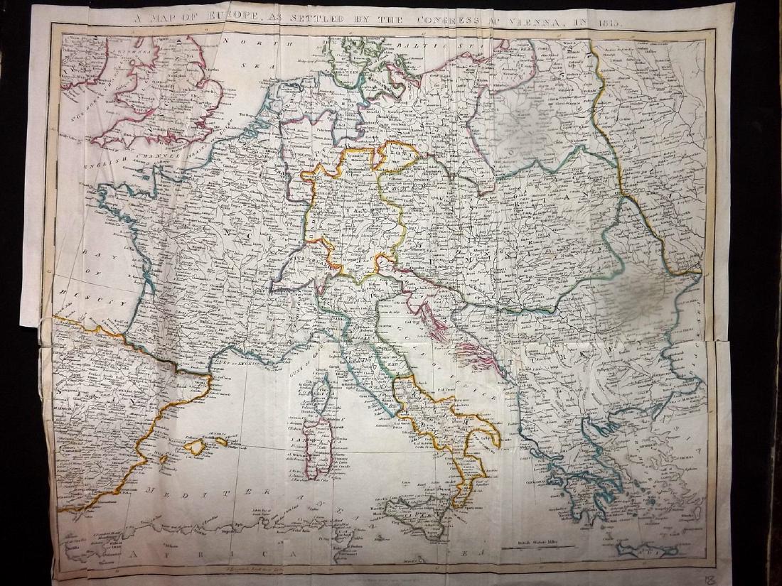 Clarke & Neele 1823 Hand Coloured Map of Europe (1 of 2)