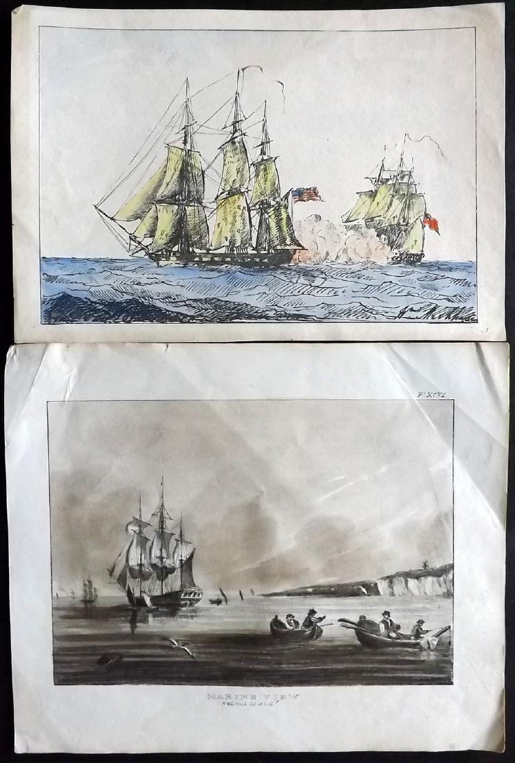 Ships, Maritime C1810-35 Pair of Uncommon Prints (1 of 2)