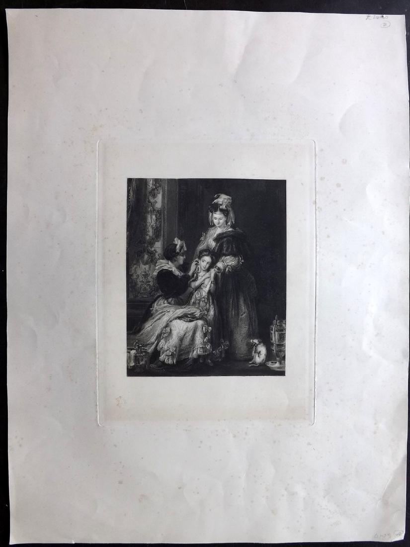 Anon C1860 LG Folio Print. Children & Pretty Lady (1 of 2)