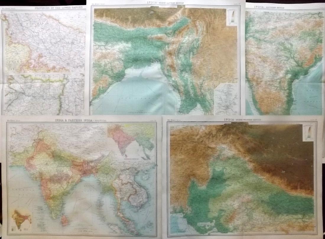 Bartholomew, John 1922 Lot of 5 LG Maps of India (1 of 2)