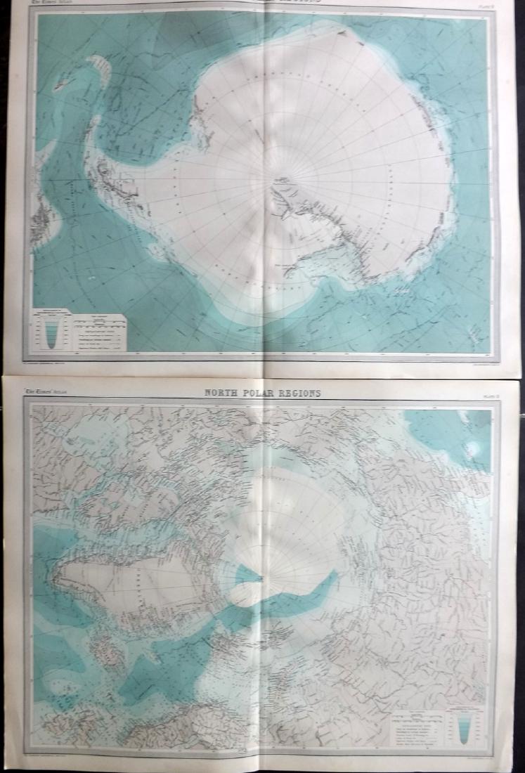 Bartholomew, John 1922 North & South Pole, 2 Maps (1 of 2)