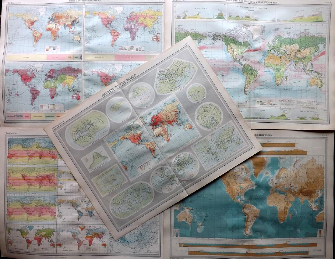 Bartholomew, John 1922 Lot of 5 Maps of The World (1 of 2)