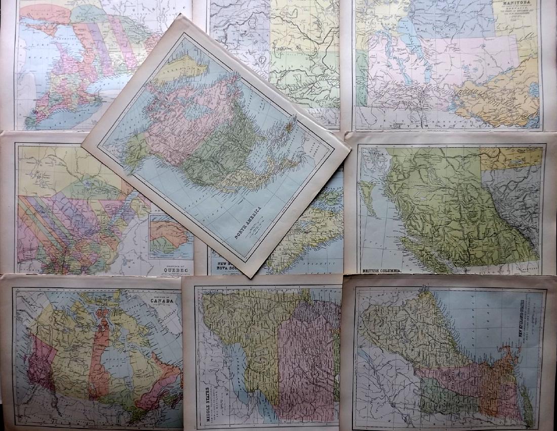 Bryce, James 1881 Lot of 10 Maps of Canada & USA (1 of 2)
