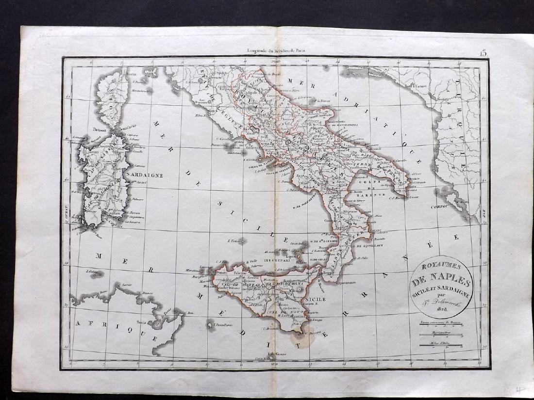 Delamarche, Felix 1829 Map Naples Sicily Sardinia Italy (1 of 1)