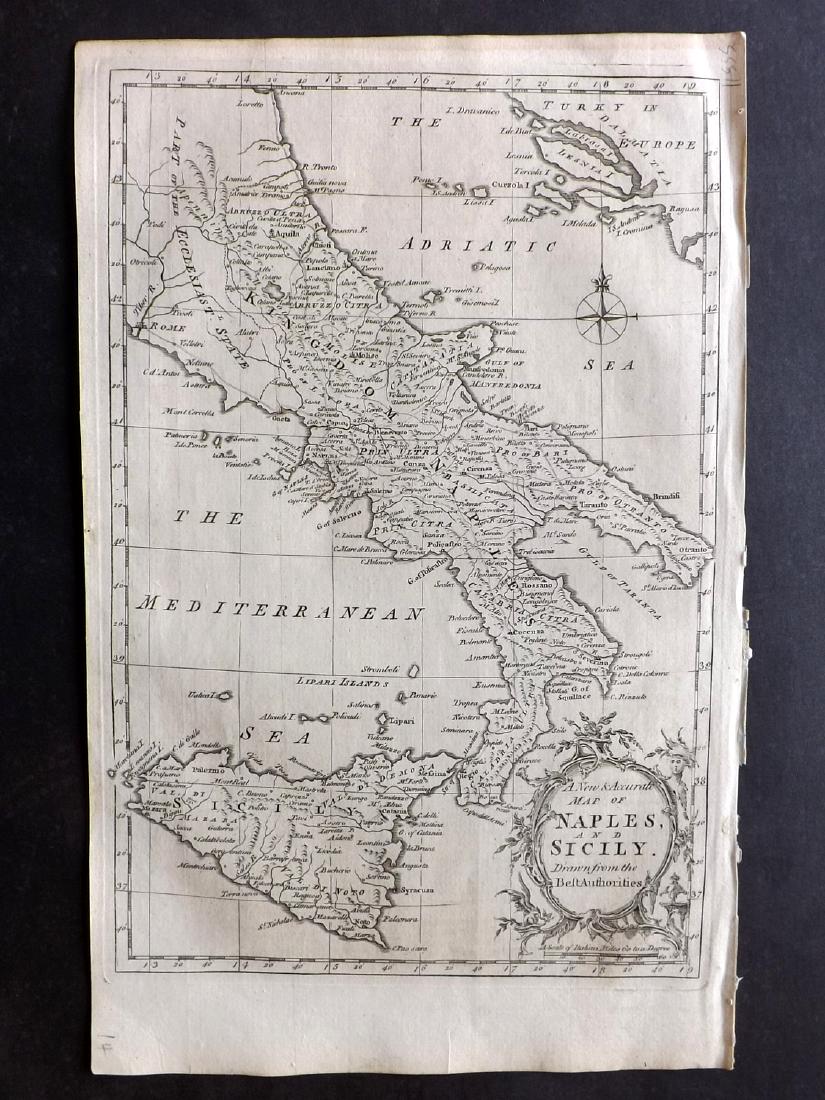 Fenning & Collyer 1765 Map of Naples and Sicily. Italy (1 of 1)