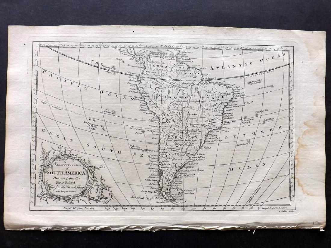 Fenning & Collyer 1765 Map of South America: Copper Engraved Map Published 1764-65, London for "A New System of Geography: or, A General Description of the World" by Daniel Fenning & Joseph Collyer. Maps by G. Rollos, J. Gibson and others, mostl