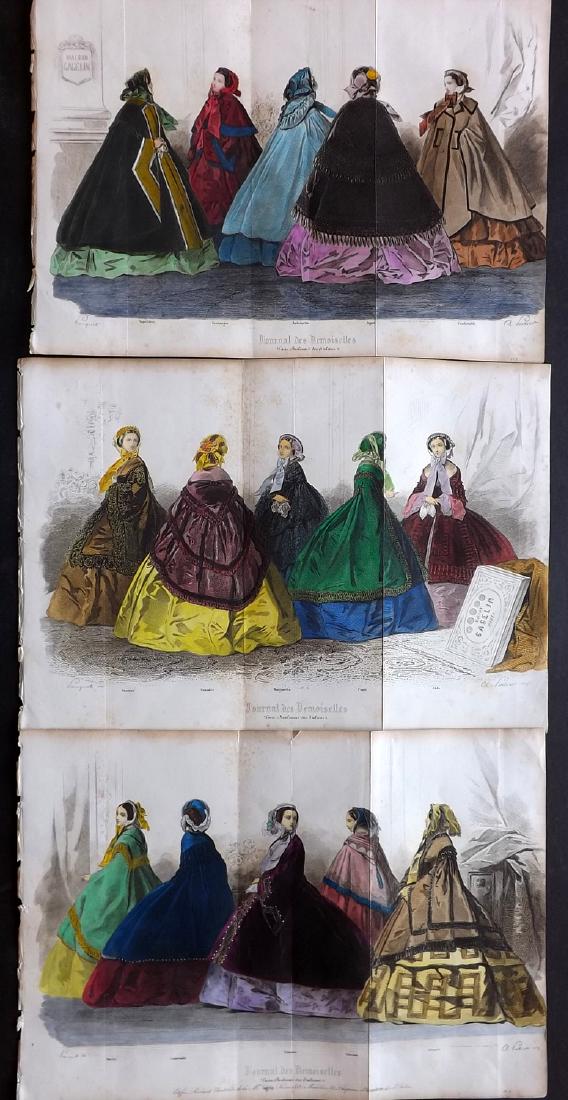 Fashion Plates C1850 Group of 3, Large Hand Colored (1 of 2)