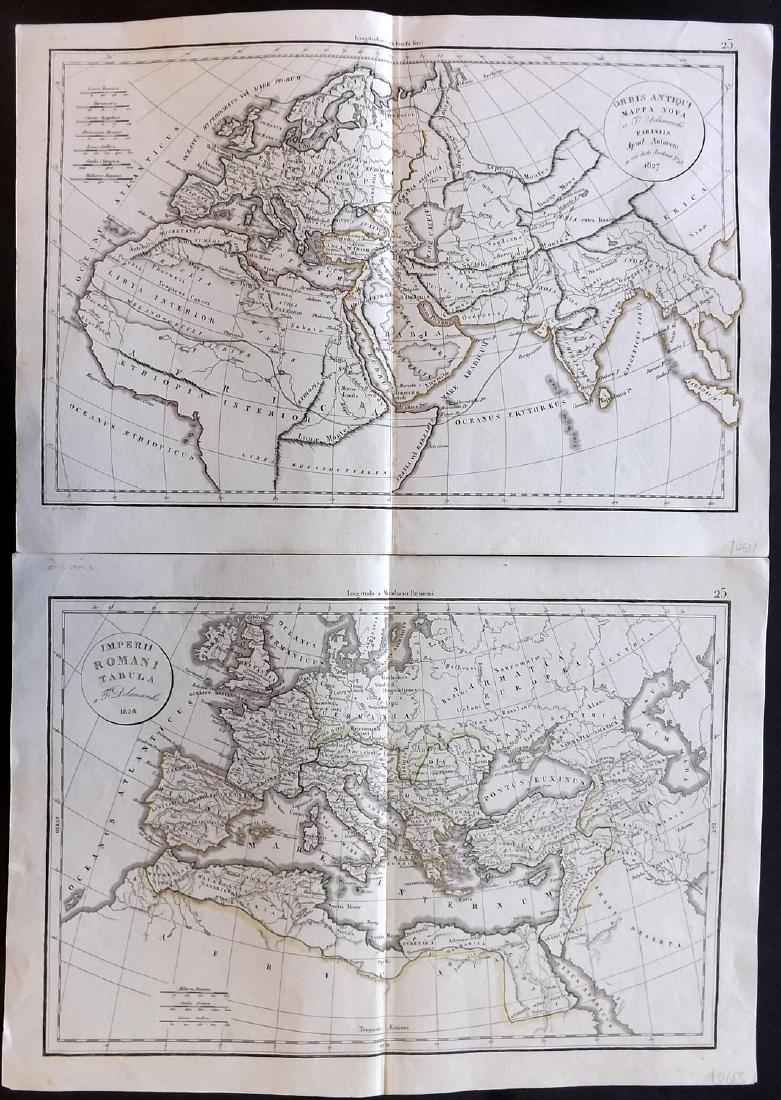 Delamarche, Felix 1829 Pair of Maps. Roman Empire etc (1 of 2)