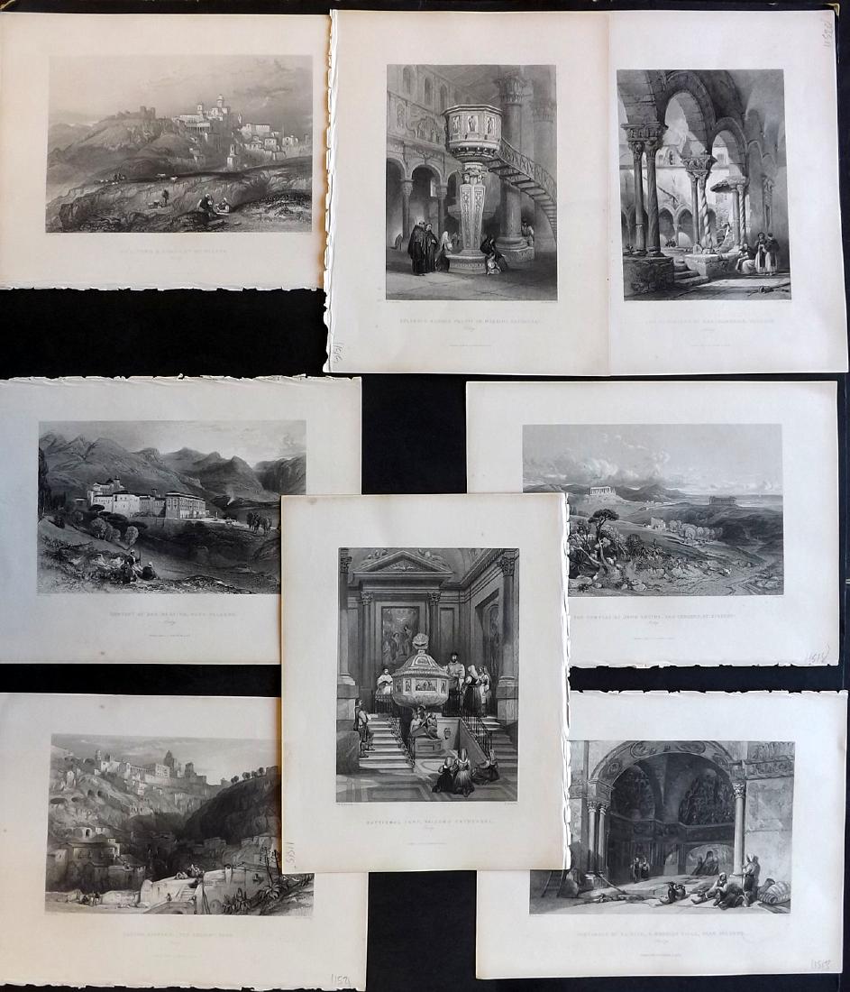 Italy Sicily 1840 Lot of 8 Prints from Wright's Med. (1 of 2)