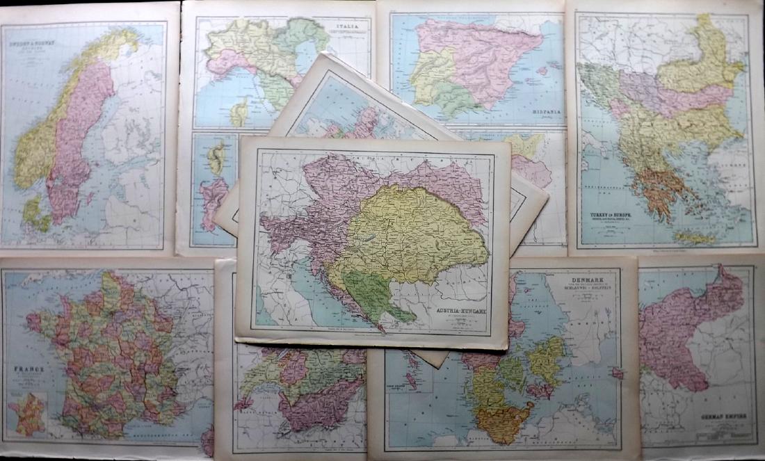 Bryce, James 1881 Lot of 10 Maps of Europe (1 of 2)