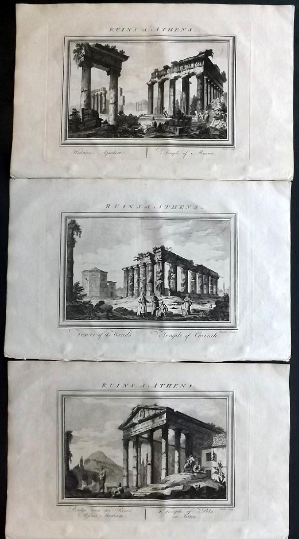 Fenning & Collyer 1765 Copper Plates (3) Athens Greece: Copper Plate Published 1764-65, London for "A New System of Geography: or, A General Description of the World" by Daniel Fenning & Joseph Collyer. Maps by G. Rollos, J. Gibson and others, mostly based