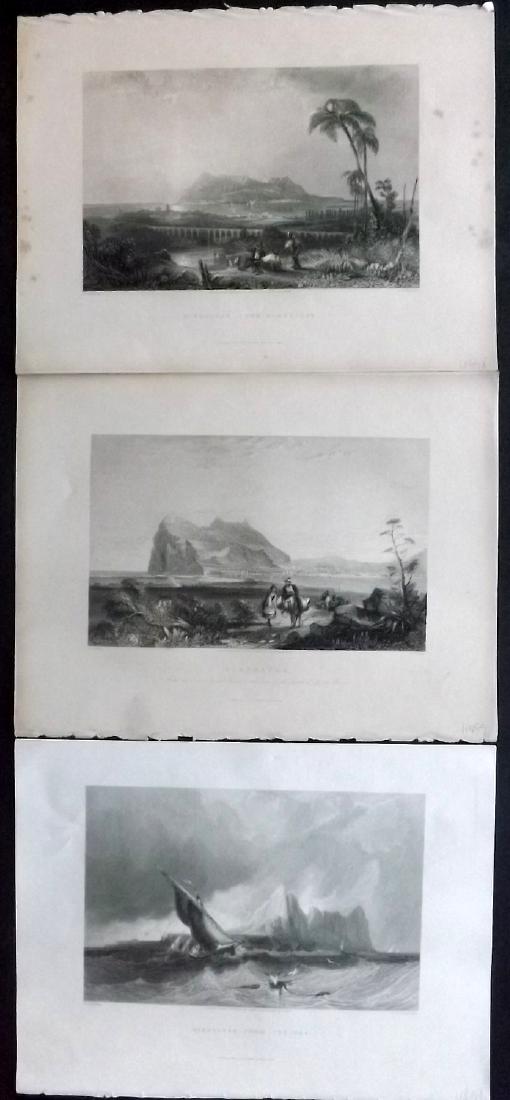Gibraltar 1840 Group of 3 Prints from Wright's Med. (1 of 2)