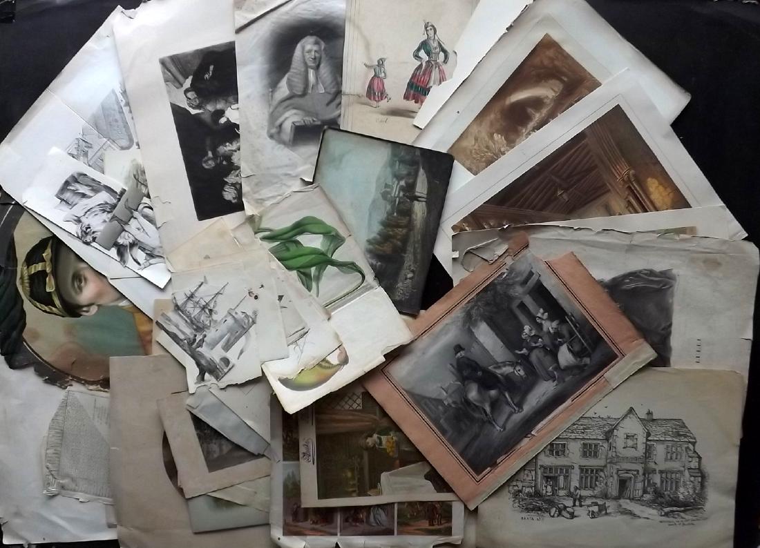 Mixed Damaged Prints 18th-19th Century Lot of 40 (1 of 6)