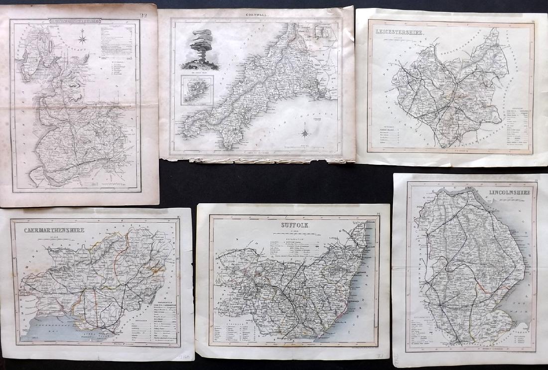 British County Maps 19th Cent Lot of 6 (1 of 2)