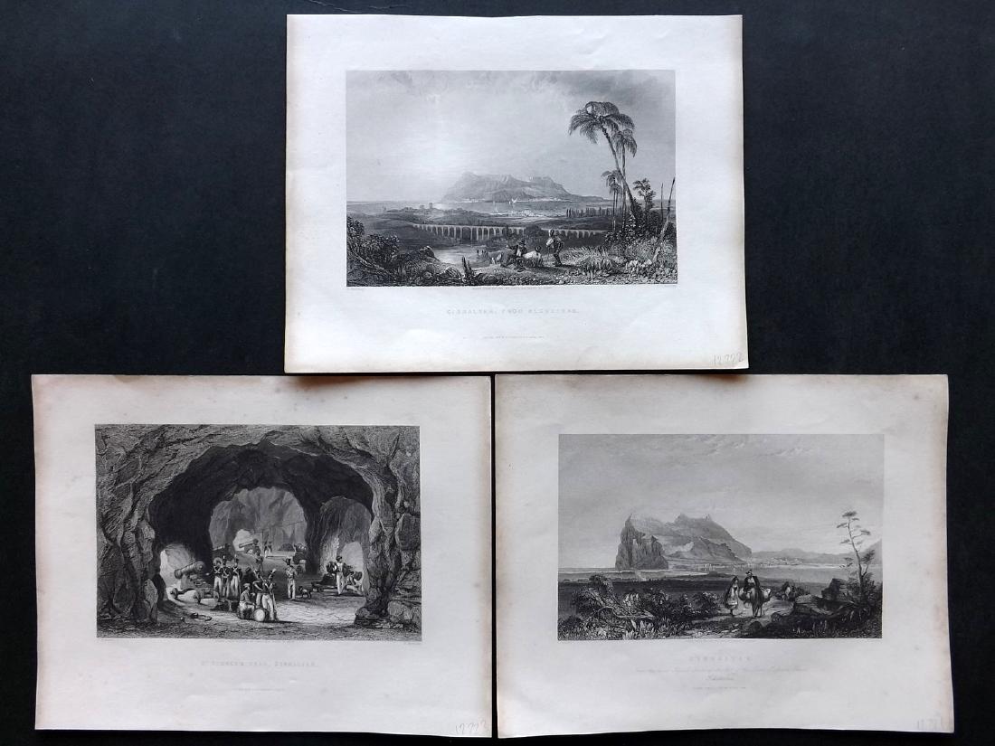 Gibraltar 1840 Lot 3 Views from Wright's Mediterranean (1 of 2)