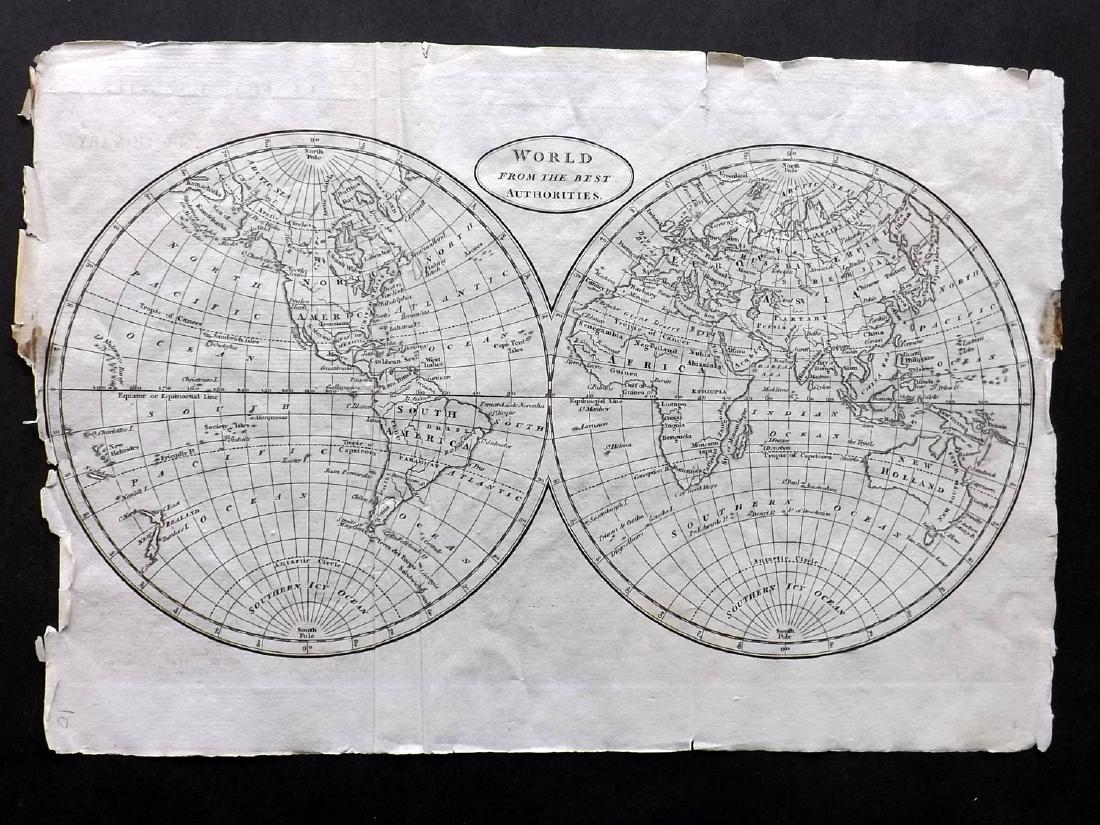 Brookes, Richard 1807 Map of World Hemispheres (1 of 1)