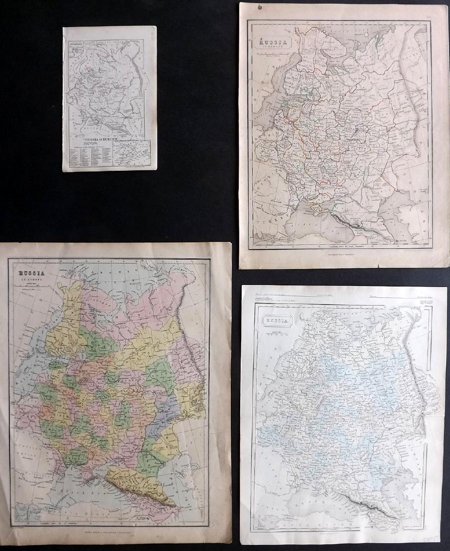 Russia 19th Century Lot of 4 Maps: Examples by Cornwell/Dower, Weller, Chambers and Philip/Hughes. Paper Size: Up to 13 x 10 inch (34 x 25cm) A couple of minor faults. Good condition