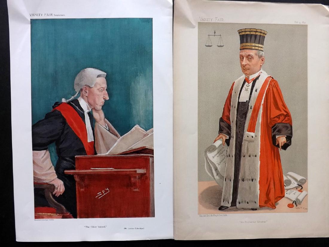 Vanity Fair Prints 1893-1909 Pair of Judes: Beaurepaire & Coleridge. Chromolithographs Published 1869-1914, London for "Vanity Fair" Paper Size: 15 x 11 inch (38 x 28cm) Good Condition