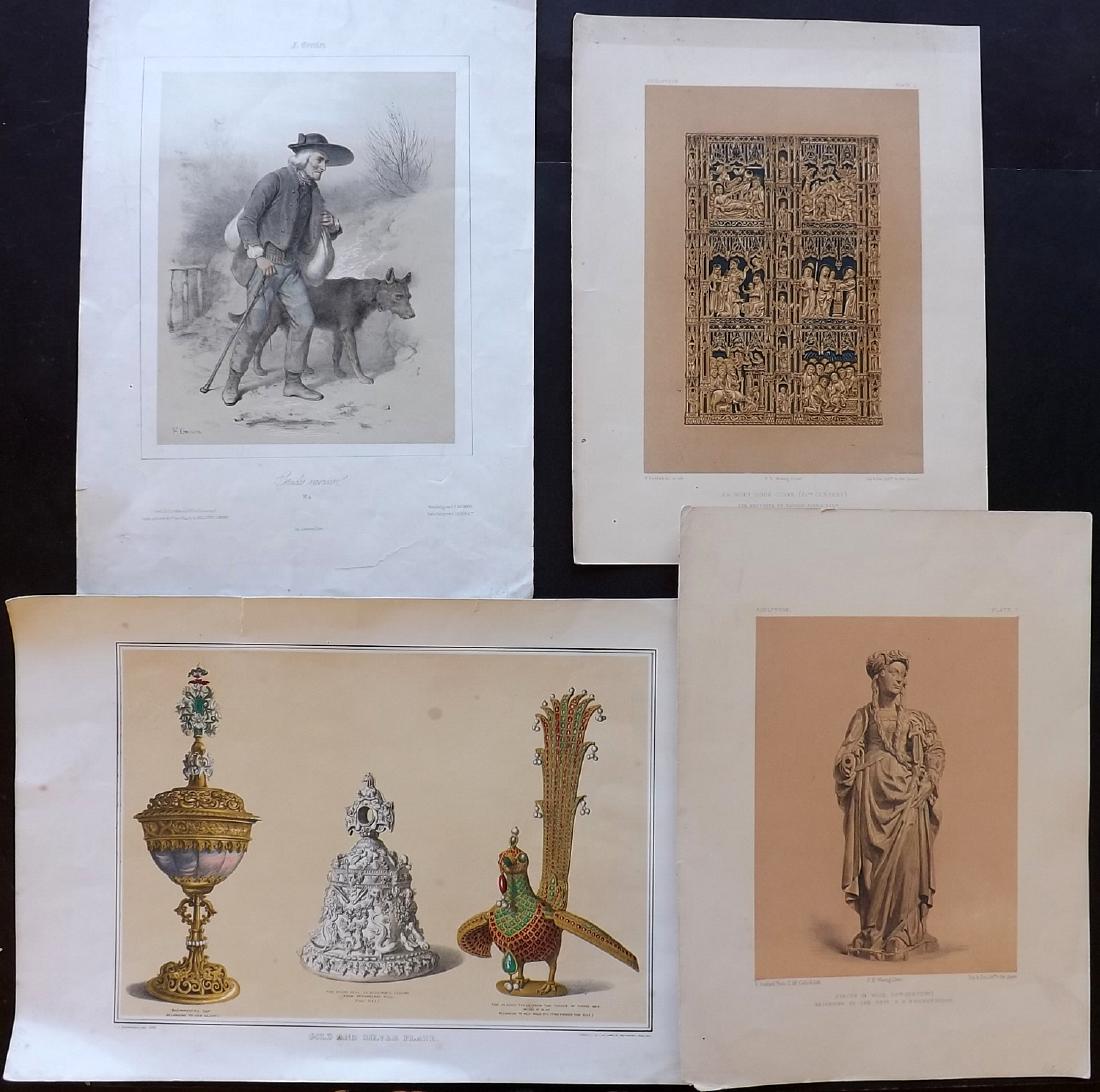 Decorative 19th Century Lot of 4 Large Prints (1 of 2)