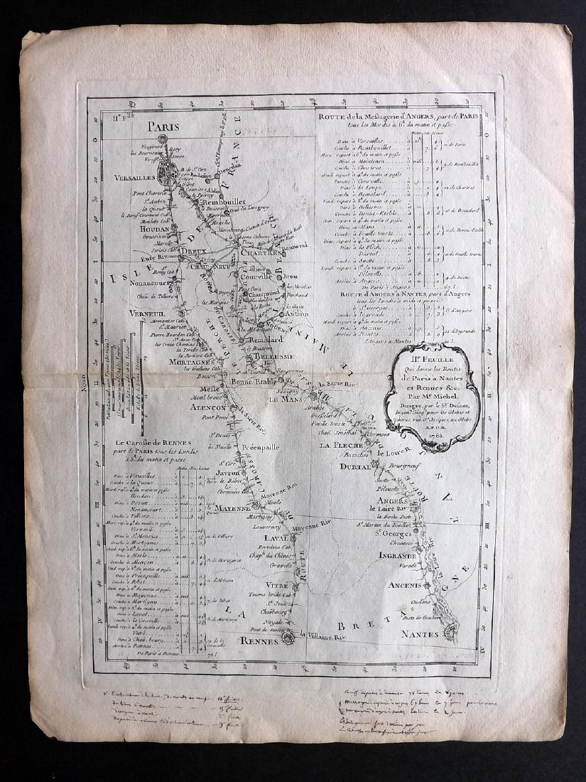 Desnos 1765 Map of the Route from Paris to Nantes (1 of 2)