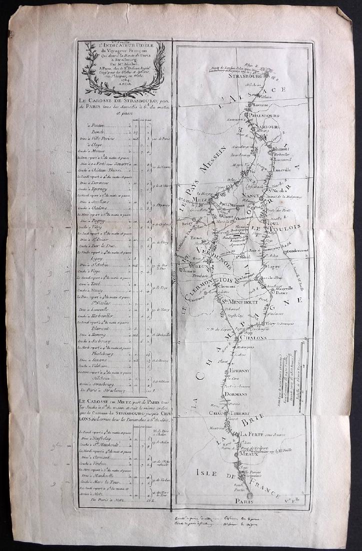 Desnos 1765 Map of the Route from Strasbourg to Paris (1 of 2)