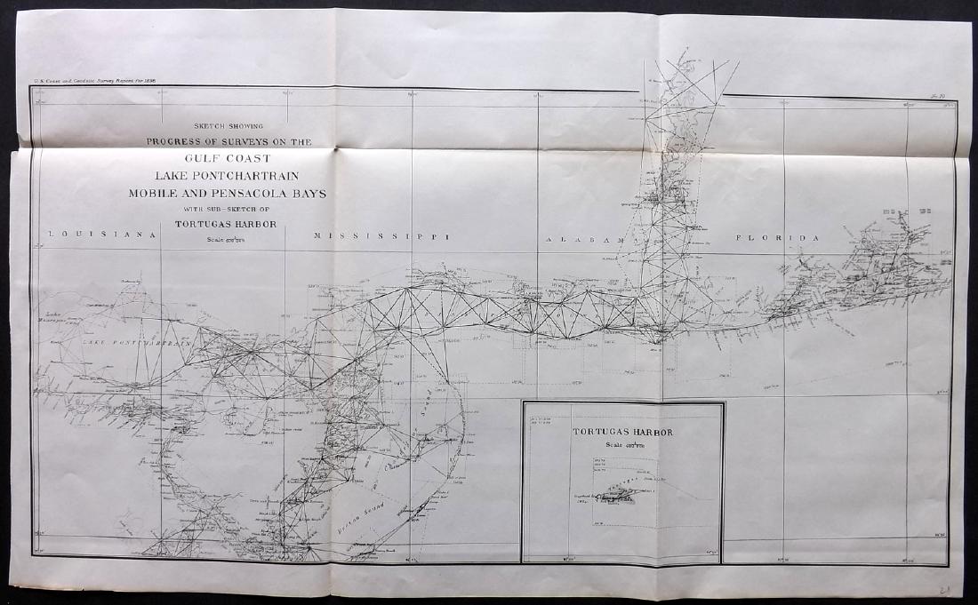 U S Coast Survey 1896 LG Map. Gulf Coast. Florida, MI (1 of 2)
