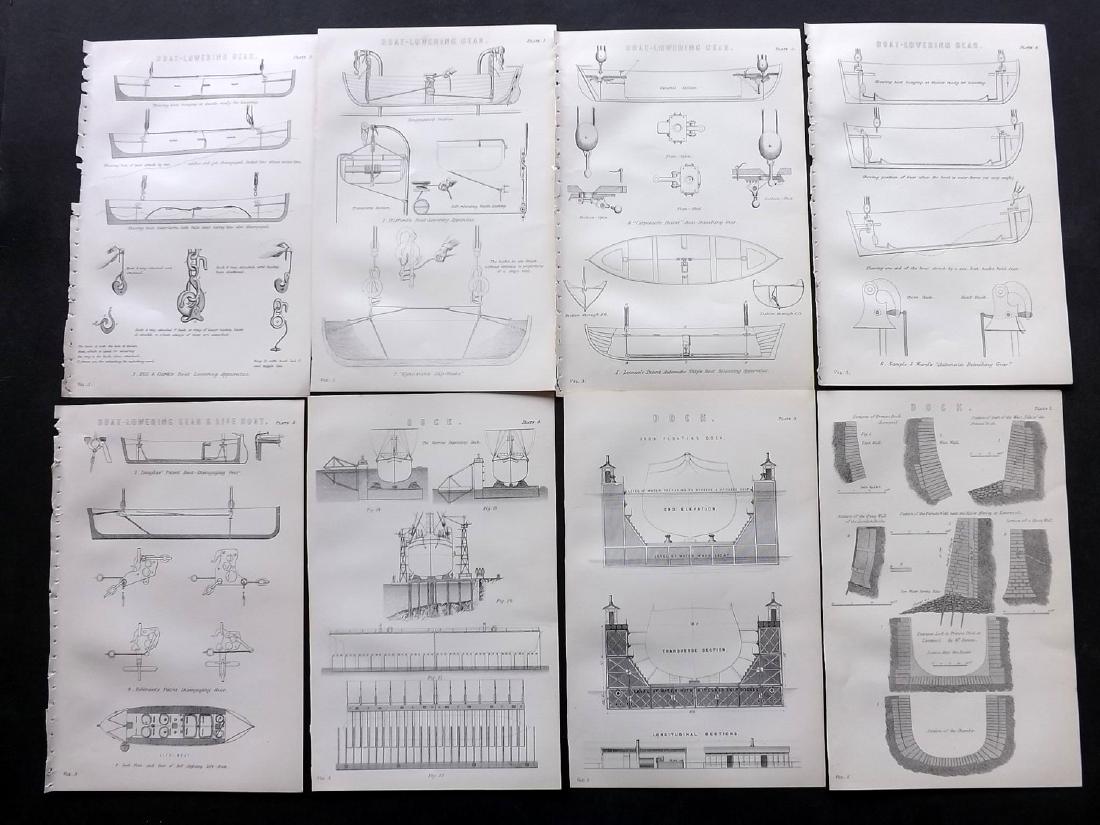 National Encyclopedia C1875 Lot 8, Boat Lowering, Docks (1 of 2)