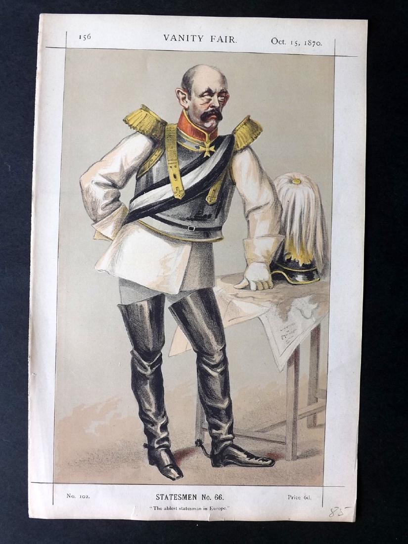Vanity Fair Print 1870 Count Otto Von Bismarck, Royal: Chromolithograph Published 1869-1914, London for "Vanity Fair" Paper Size: 15 x 11 inch (38 x 28cm) Good Condition