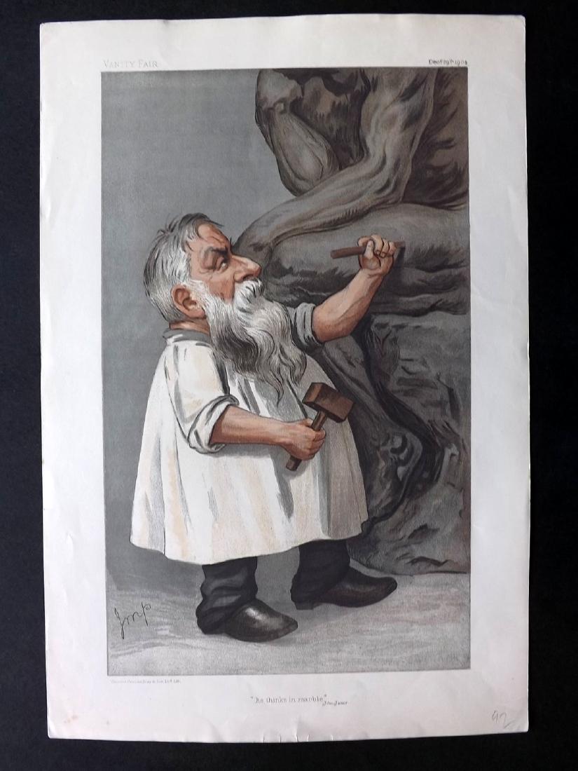 Vanity Fair Print 1904 Auguste Rodin. Artist Sculptor: Chromolithograph Published 1869-1914, London for "Vanity Fair" Paper Size: 15 x 11 inch (38 x 28cm) Good Condition