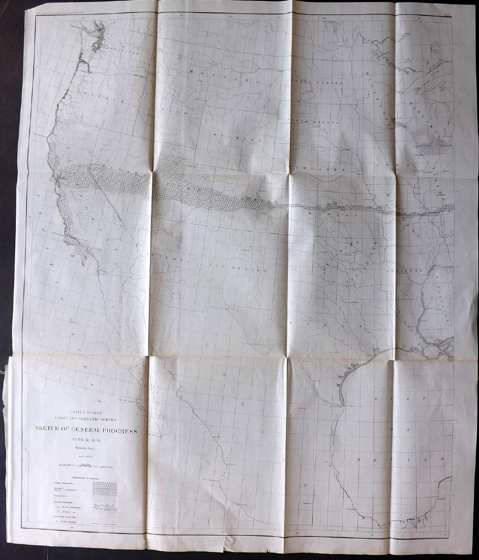 U S Coast Survey 1896 LG Map. West USA California Texas (1 of 2)