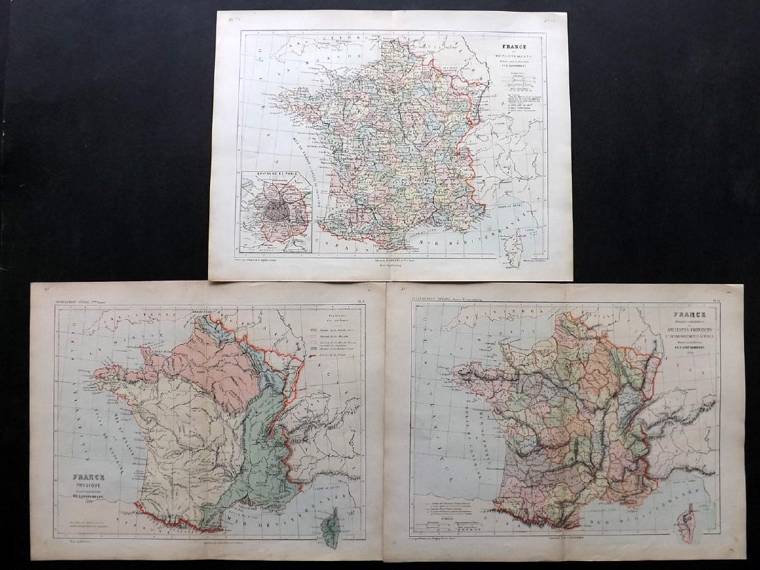 Cortambert, Eugene 1874 Group of 3 HC French Maps (1 of 1)