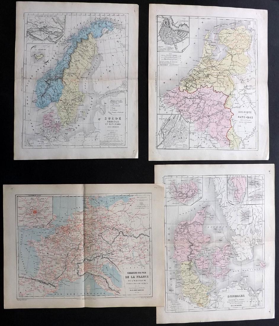 Cortambert, Eugene 1874 Lot 4 Maps. Scandinavia France (1 of 2)