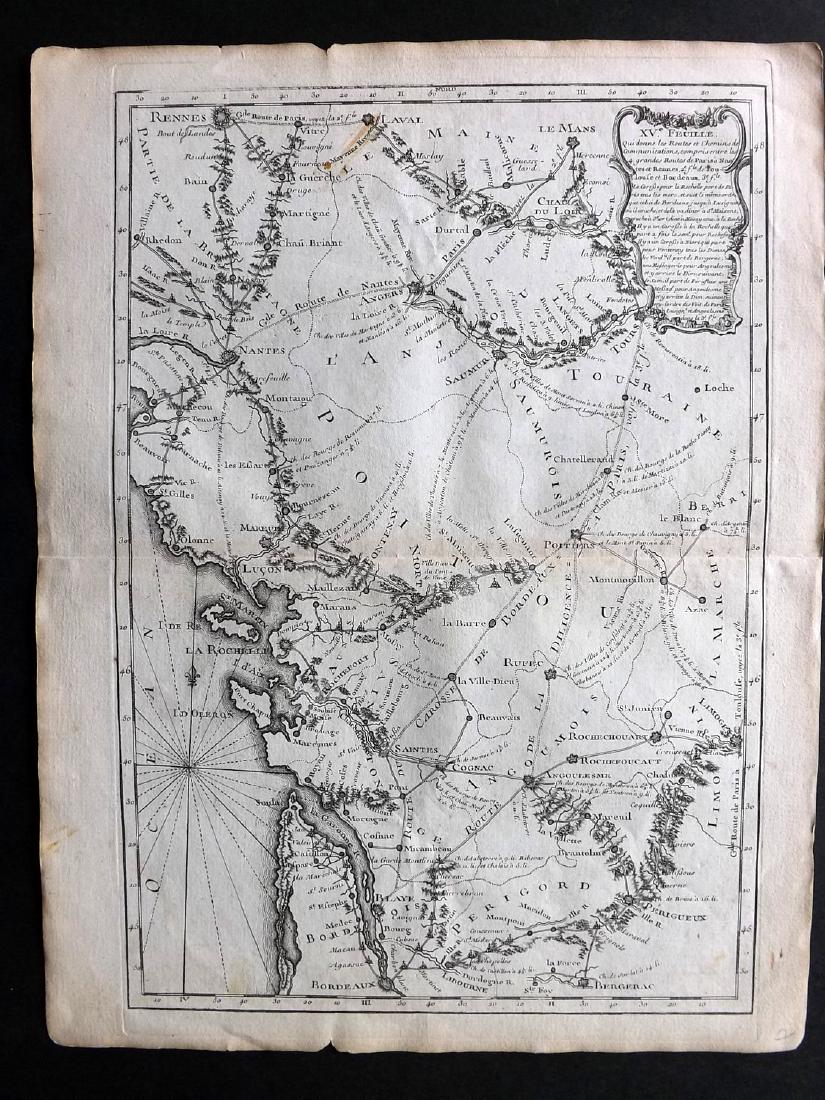 Desnos 1765 Map of S. W. France. Bordeaux, Nantes (1 of 1)