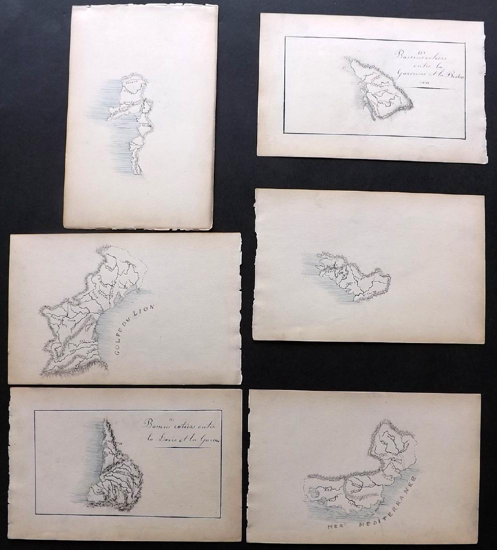 Manuscript Maps C1880 Lot of 6 of France (1 of 2)
