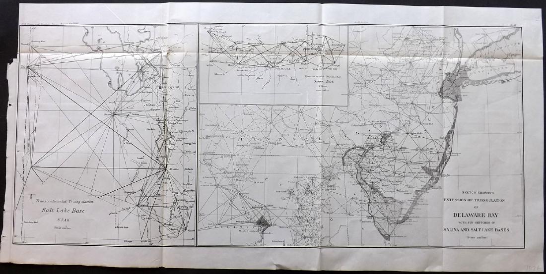 U S Coast Survey 1896 Map. Delaware Bay, Salt Lake Utah (1 of 2)