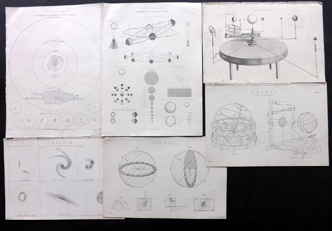 Astronomy 19th Century Lot of 7 Prints: Lot of 7 Woodblocks. Examples by Ross & Fullarton and The National Encyclopedia. Paper Size: Up to 10 x 8 inch (26 x 20cm) Good Condition