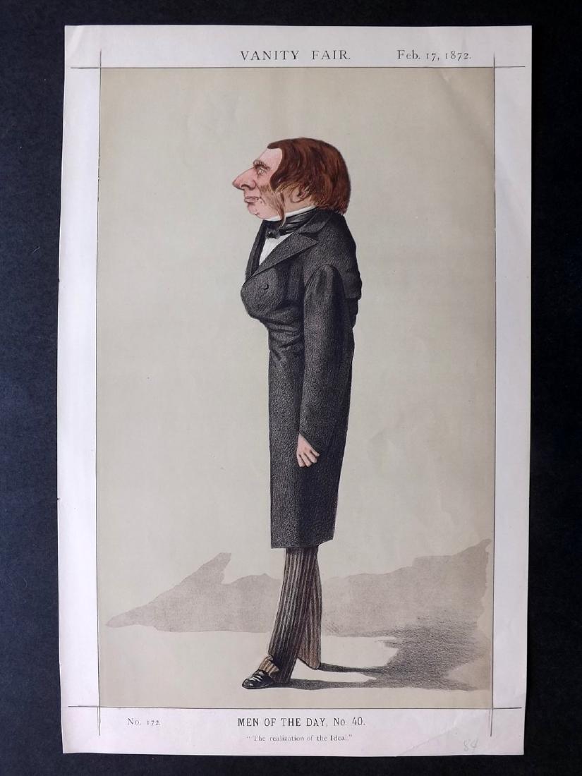 Vanity Fair Print 1872 John Ruskin, Literary: Chromolithograph Published 1869-1914, London for "Vanity Fair" Paper Size: 13.5 x 8.5 inch (34 x 22cm) Good Condition