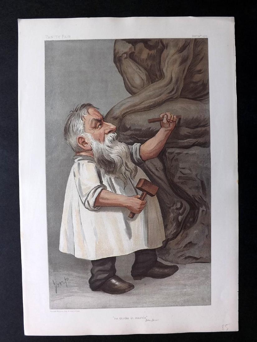 Vanity Fair Print 1904 Auguste Rodin. Artist Sculptor: Chromolithograph Published 1869-1914, London for "Vanity Fair" Paper Size: 15 x 11 inch (38 x 28cm) Good Condition