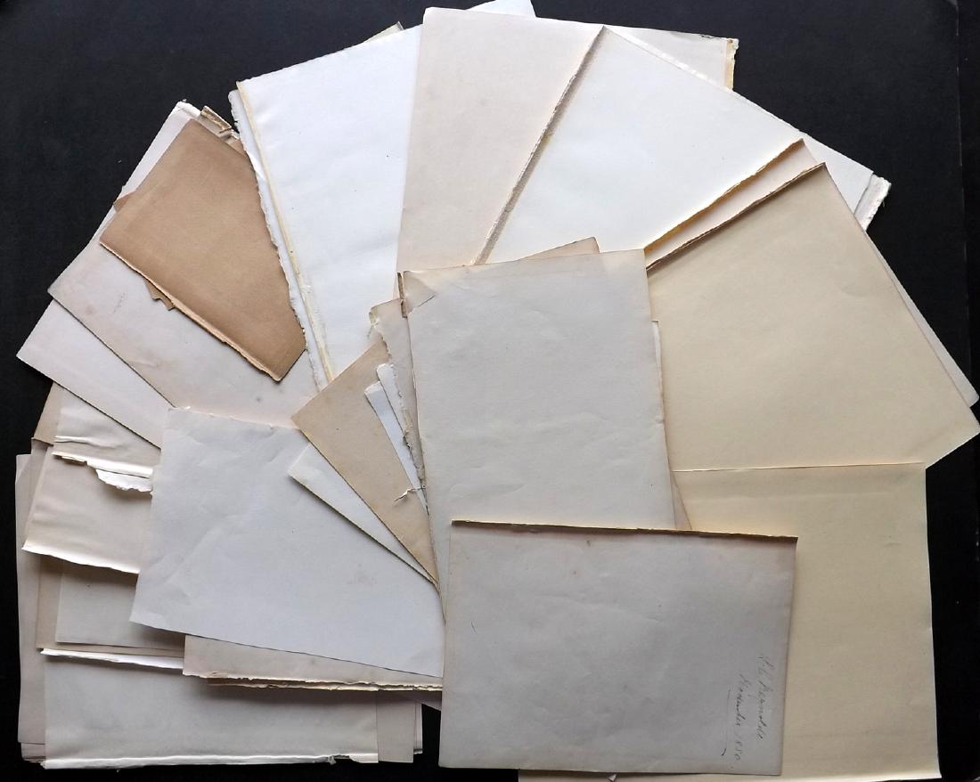 Old Paper, Bookbinding 19th Cent. Lot of 50 Sheets (1 of 2)