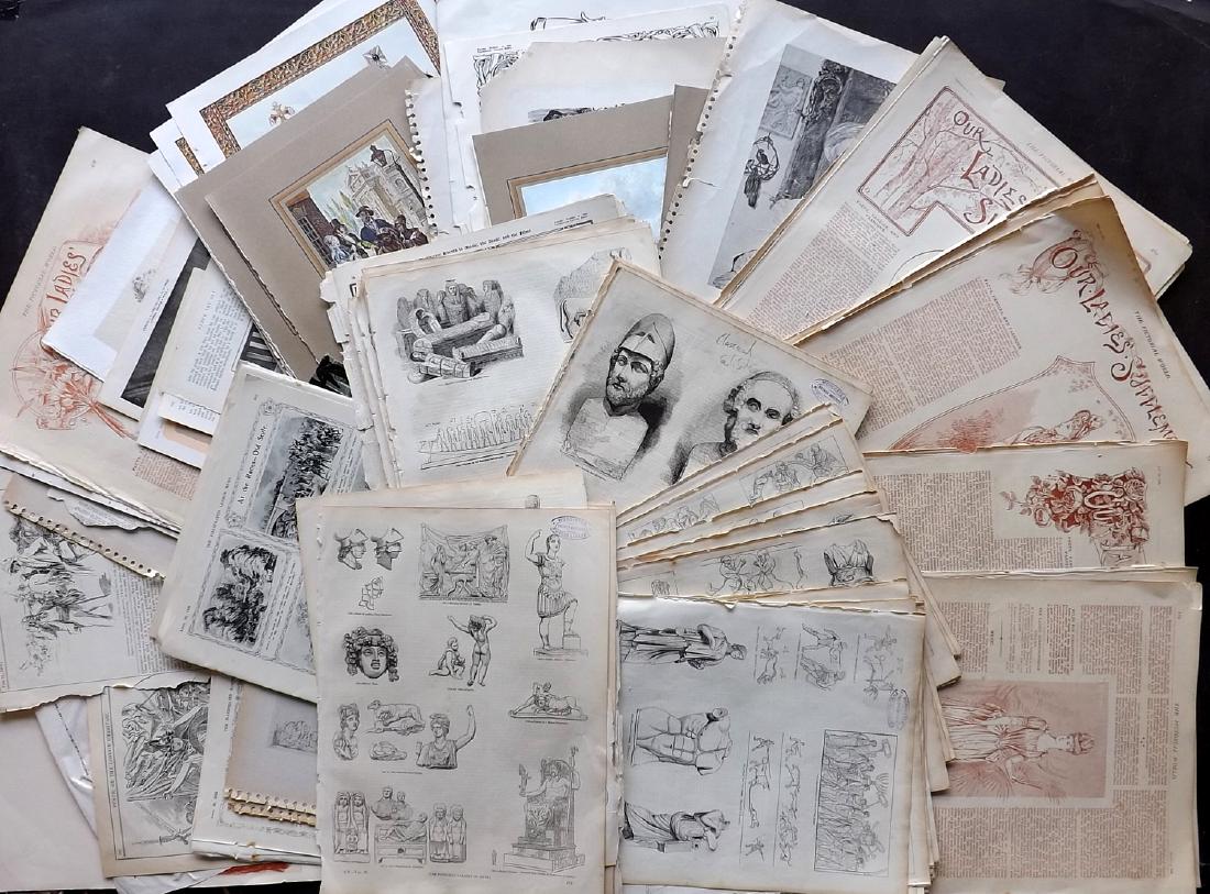 Mixed Prints C1850-1950 Lot of 200 Illus. Sheets (1 of 8)