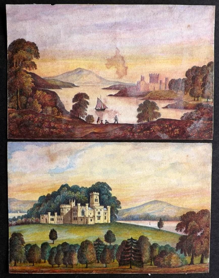 Original Art C1850 Pair British Landscape Watercolors (1 of 2)
