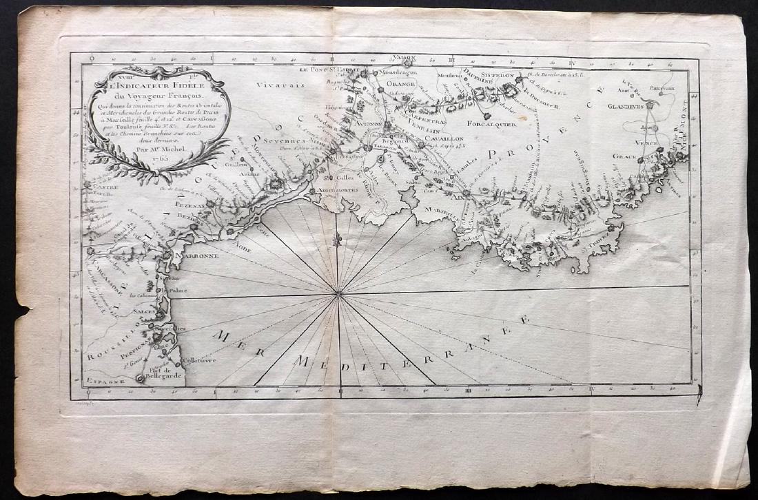 Desnos 1765 Map of South France, Marseilles Toulon (1 of 2)