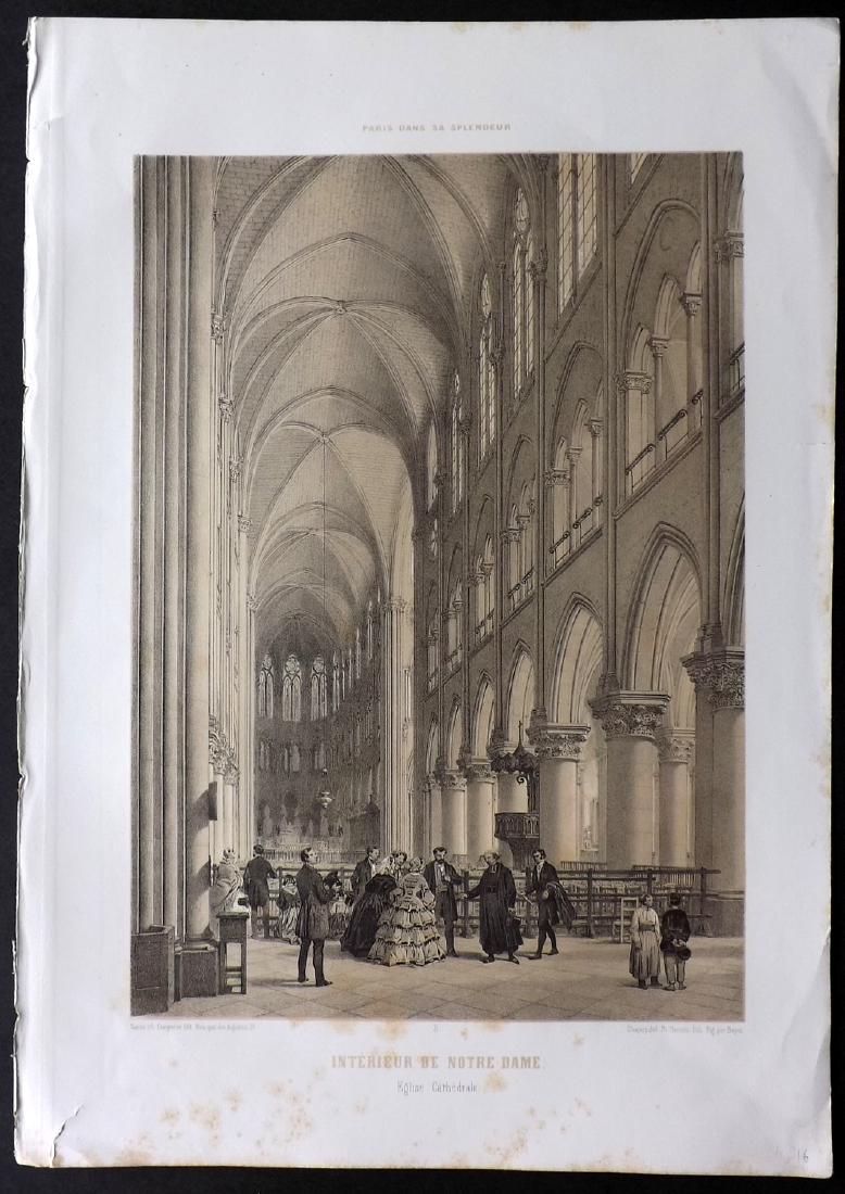 Paris dans Splendeur 1863 Print Interieur de Notre-Dame (1 of 2)