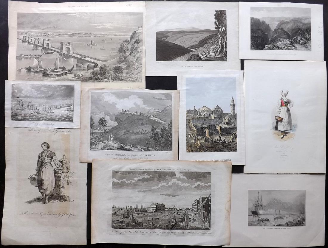 Travel 18th-19th Cent. Mixed Lot of 10 Prints (1 of 2)