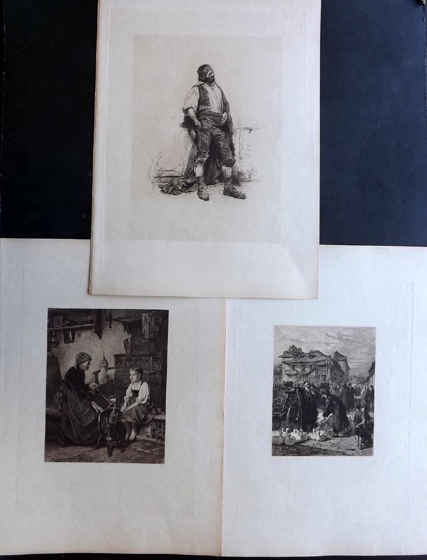 Etchings 1888 Group of 3 Rare Folio Prints (1 of 2)