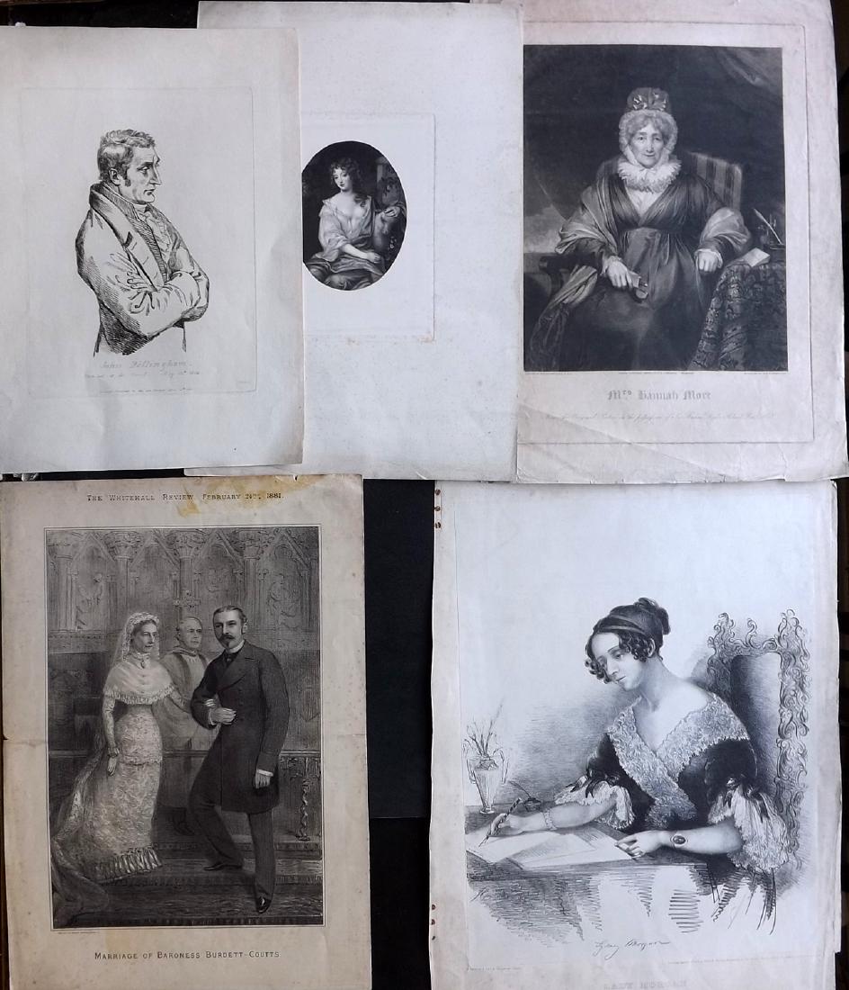 Large Portraits 19th Cent. Lot of 5 Prints (1 of 2)