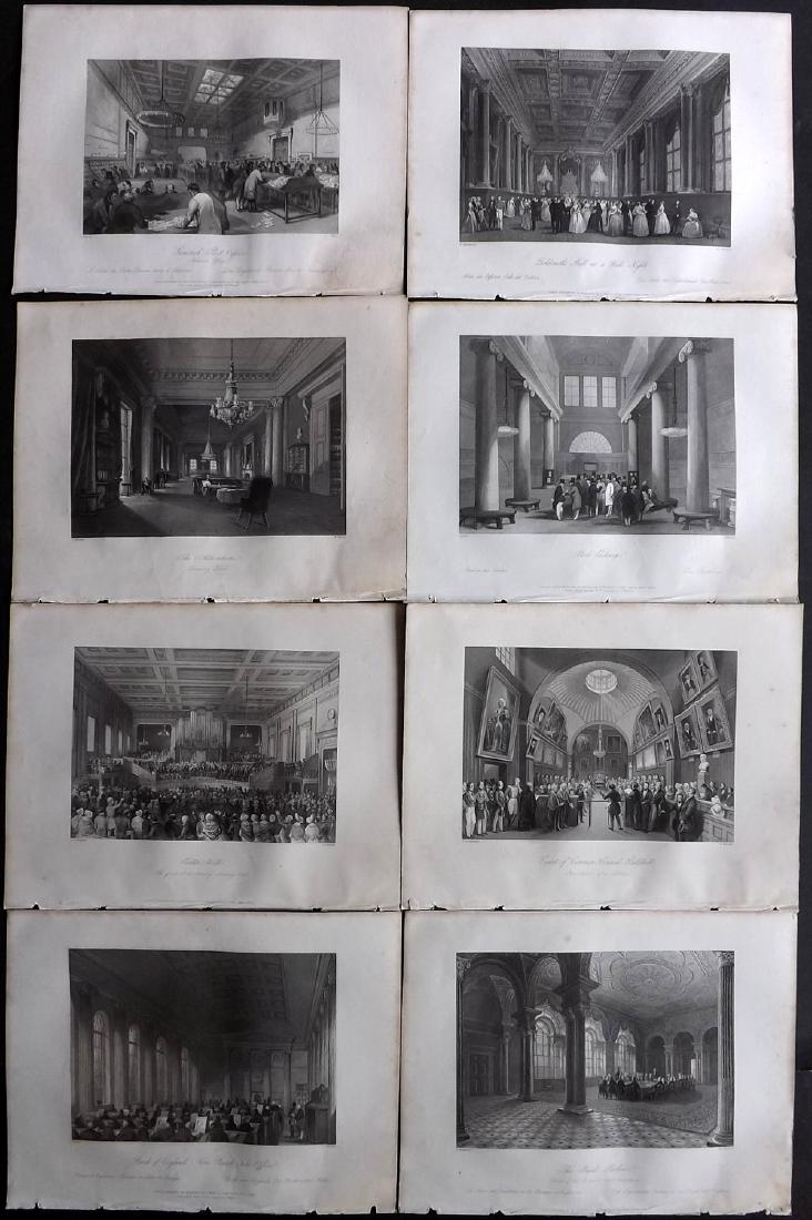 London Interiors 1844 Lot of 8 Steel Engravings: Steel Engravings Published 1841-4 by Joseph Mead, London for "London Interiors" Paper Size: 10.5 x 8 inch (27 x 21cm) Very minor margin toning. Images fine